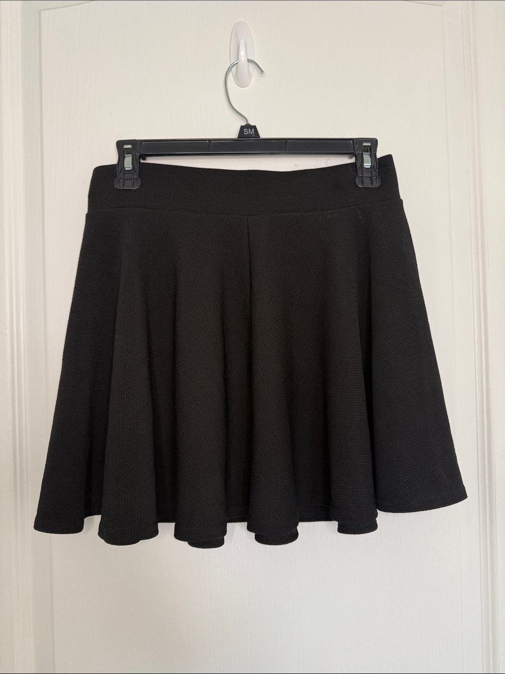 Black Elastic Waist Mini Skirt